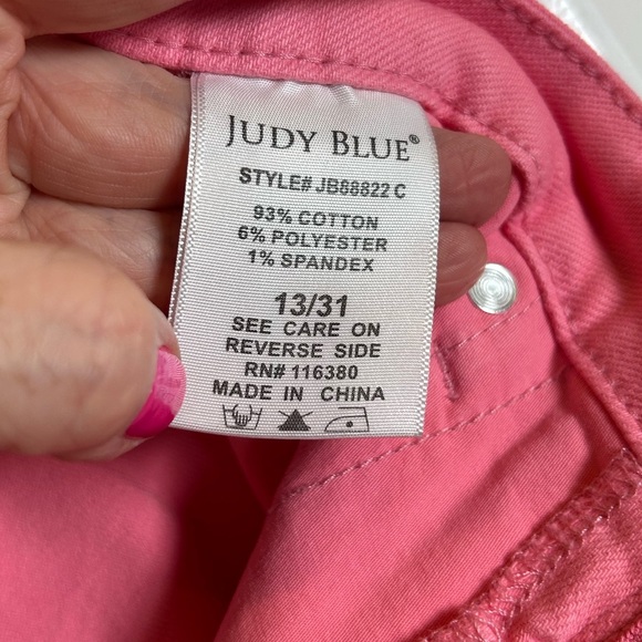 Judy Blue Pink HIGH RISE CONTROL‎ TOP WIDE LEG CROP JEANS Size 13/31 JB88822 - Picture 7 of 10